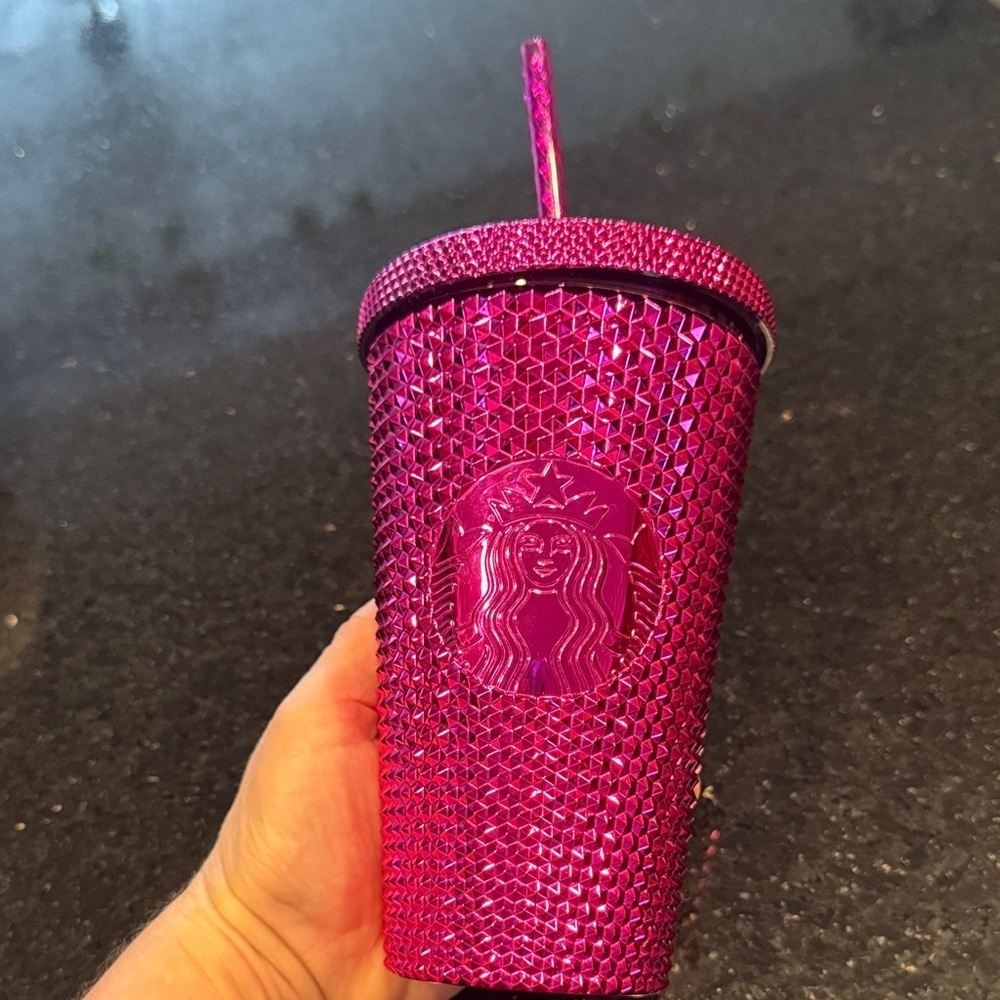 Starbucks pink Fuchsia sangria Studded Tumbler 2022 Grande 16 ounce